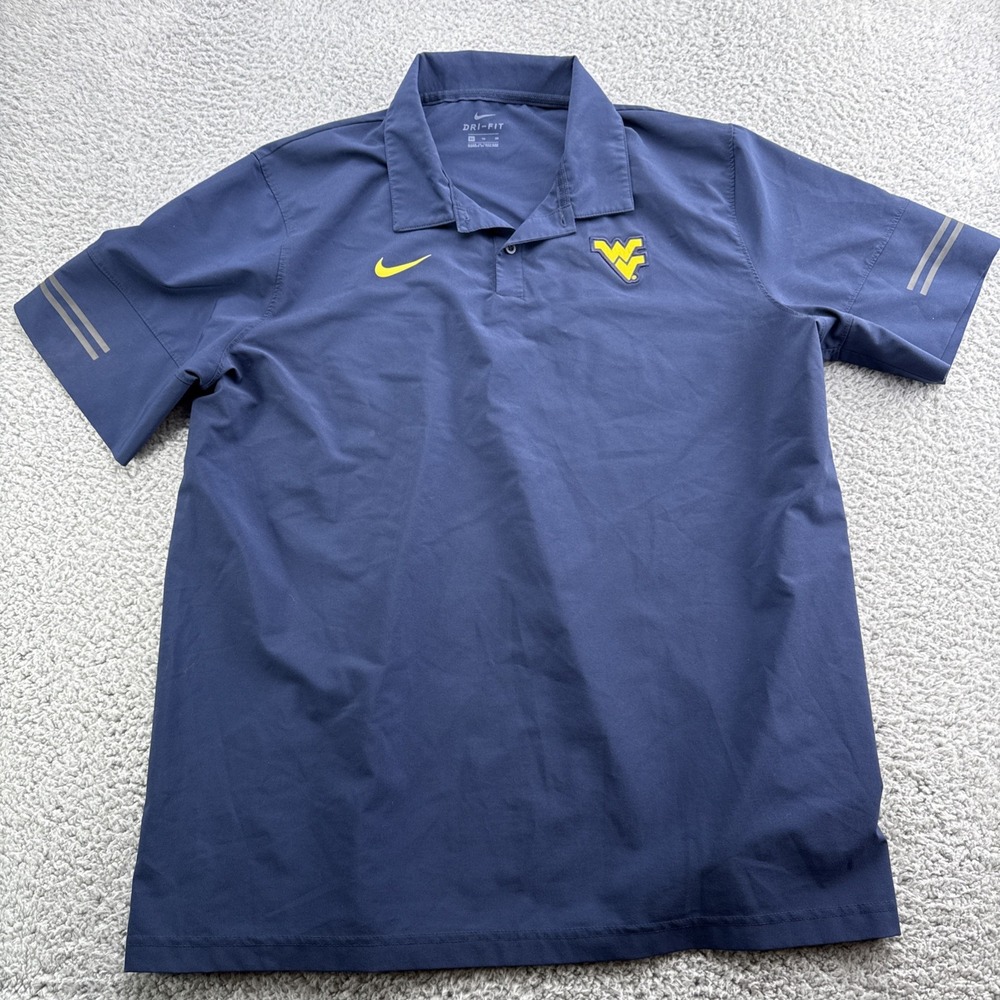 West Virginia Mountaineers Mens XL Polo Shirt Nike Dri-Fit S/S Blue
